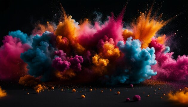 Colorful explosion of colored smoke on a black background. Abstract background © Maule