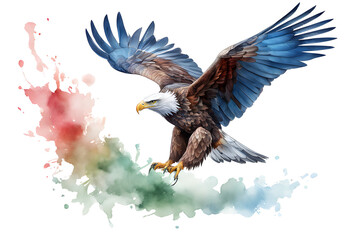 Fototapeta premium eagle colored watercolor illustration white background PNG 