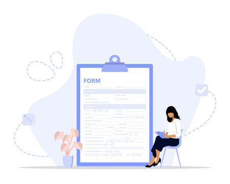 form concept illustration. Suitable for landing page, ui, web, App intro card, editorial, flyer, and banner.