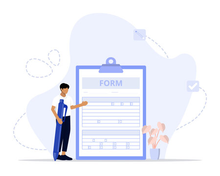 form concept illustration. Suitable for landing page, ui, web, App intro card, editorial, flyer, and banner.