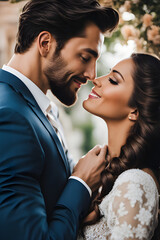 Love between a handsome man and a beautiful woman. Generative AI