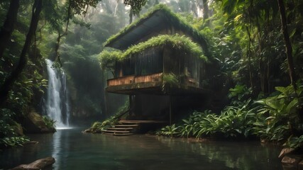 Fototapeta na wymiar Jungle House Bacground Very Cool
