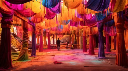 Holi Festival Decorations and Atmosphere