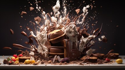 Explosion of taste: seething streams of chocolate and vanilla in culinary masterpieces