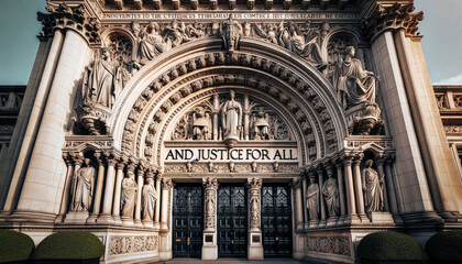 Obraz premium AI-Generated Majestic Courthouse Entrance with 