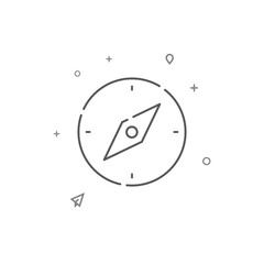 Compass, route simple vector line icon. Symbol, pictogram, sign isolated on white background. Editable stroke. Adjust line weight.