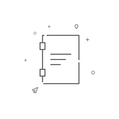 Notepad, diary simple vector line icon. Symbol, pictogram, sign isolated on white background. Editable stroke. Adjust line weight.