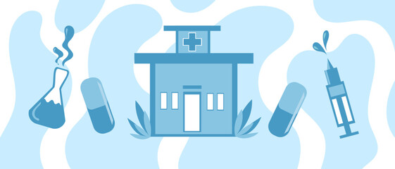 Fototapeta premium vector of hospital building images with abstract variations, this vector is good for logos, icons, banners, hospital covers