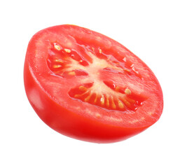 Slice of fresh ripe tomato isolated on white