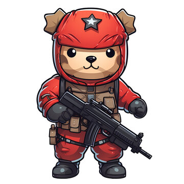 Cute Teddy Bear Police Commando Clipart Illustration