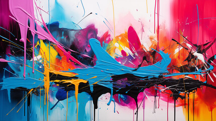 Inner Turmoil Unleashed: Abstract Expressionist Painting with Bold Brush Strokes and Vibrant Colors.