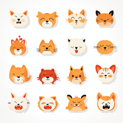 Fototapeta premium Emotive Menagerie: Icons of Animals in Various Poses and Movements