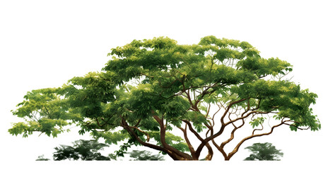 Green trees and leafless trees Isolated on Transparent or White Background, PNG.
