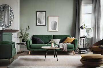 Fototapeta na wymiar Living room - Scandinavian interior design style
