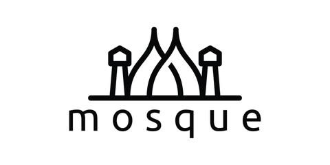 mosque logo design, Islamic place of worship, minimalist line logo.