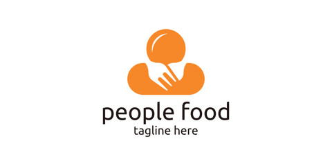 logo design combining the shape of a person with a spoon and fork, restaurant, chef and food logos.