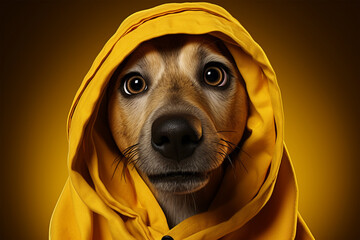 Snoopy dog in yellow cape