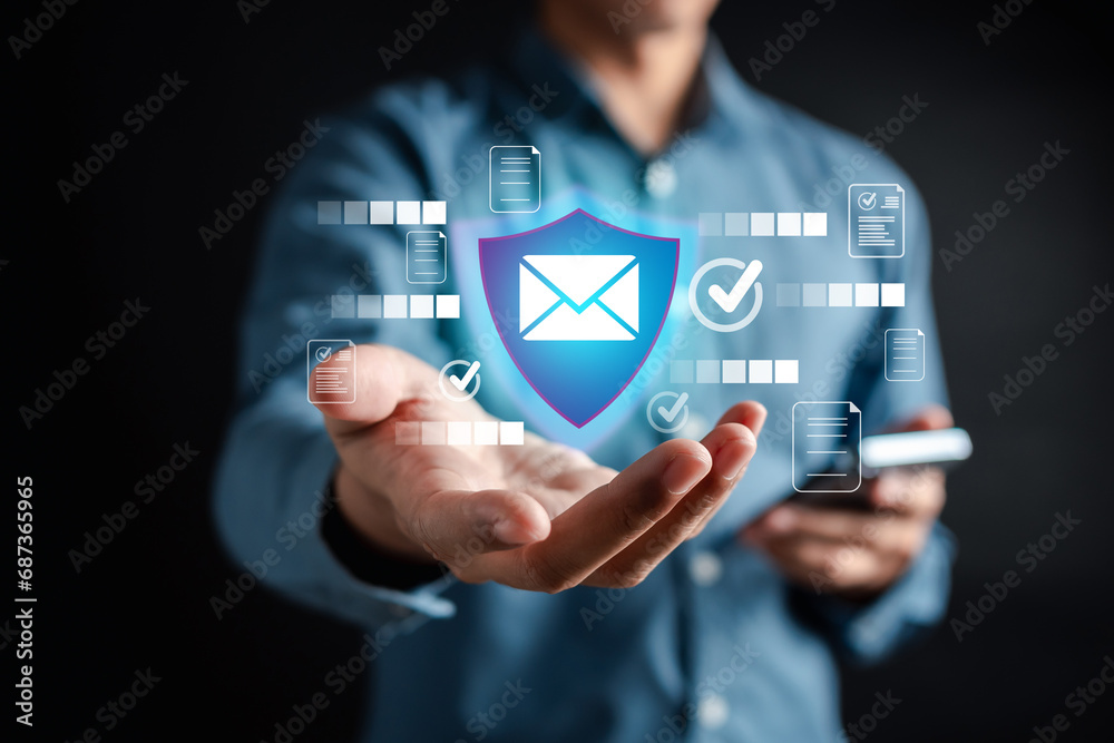 Aufkleber security protection email form spam virus for notification on internet letter security protect, junk