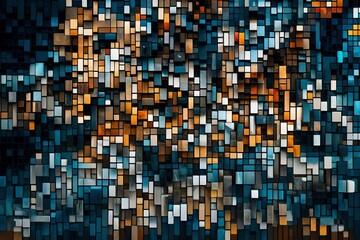 Pixelated fragments of reality deconstructing into a digital mosaic, blurring the boundaries between the tangible and the abstract.