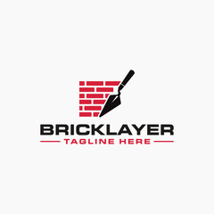 logo design template for bricklayer service 1 - obrazy, fototapety, plakaty
