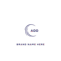 ADD logo. A D D design. White ADD letter. ADD, A D D letter logo design. Initial letter ADD linked circle uppercase monogram logo. A D D letter logo vector design.	
