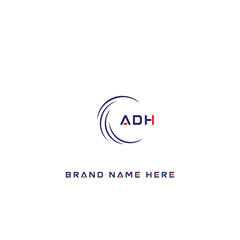 ADH logo. A D H design. White ADH letter. ADH, A D H letter logo design. Initial letter ADH linked circle uppercase monogram logo. A D H letter logo vector design.	

