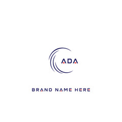 ADA logo. A D A design. White ADA letter. ADA, A D A letter logo design. Initial letter ADA linked circle uppercase monogram logo. A D A letter logo vector design.	
