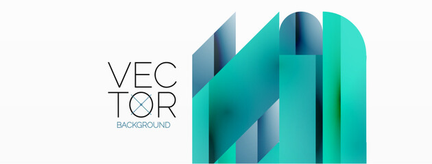 Dynamic abstract vector background. Harmonious fusion of circles, squares, and triangles. Geometric elements intertwine to create mesmerizing backdrop. Each shape contributes to kaleidoscope of forms