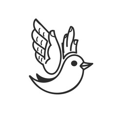 Fototapeta premium Abstract bird with hands instead of wings. Vector illustration