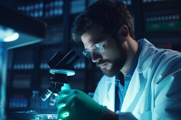 A scientist or researcher working in the lab