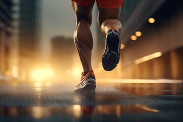 Closeup of the legs of a person running or jogging - obrazy, fototapety, plakaty