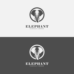elephant head logo design, in monochrome style
