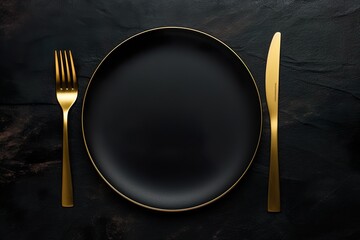 黒いお皿とゴールドのカトラリー03