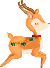 Christmas reindear cartoon illustration, Transparent background.