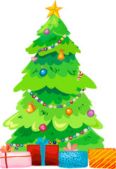 Obraz na płótnie Canvas Christmas tree cartoon illustration, Transparent background.