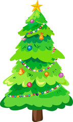 Christmas tree cartoon illustration, Transparent background.