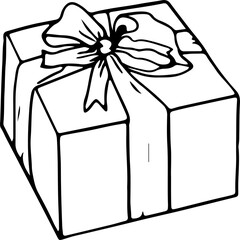 Hand drawn christmas gift box illustration on transparent background.