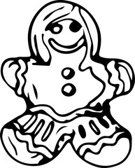 Hand drawn ginger bread illustration on transparent background.