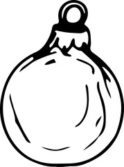 Hand drawn christmas ball illustration on transparent background.