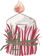 Christmas candle cartoon illustration, Transparent background.