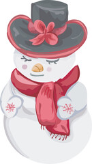 Christmas snowman cartoon illustration, Transparent background.
