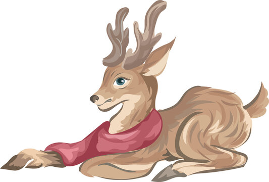 Christmas reindear cartoon illustration, Transparent background