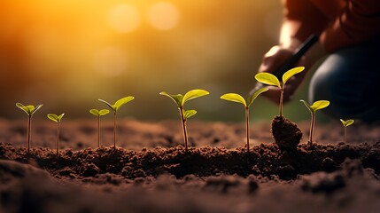 A Person Planting Seeds, Symbolize the process of nurturing ideas and watching them grow into successful ventures