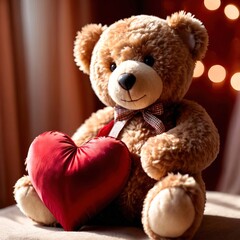 Friendly teddy giving love holding heart for Valentine's