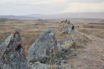 The mysteries stone circle of Karahunj in souther Armenia, one of the world's oldest astronomical...