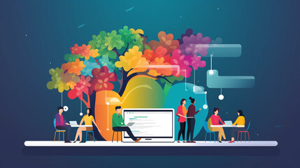 プレゼンをする男性と女性(Generative AI)