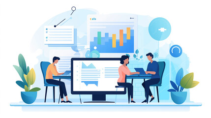 プレゼンをする男性と女性(Generative AI)