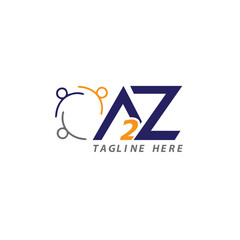 A2Z business logo modern minimalist clean blue and yellow arrow conceptual vector logo