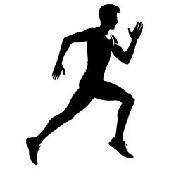 A man running fast vector silhouette black color