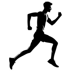 A man running fast vector silhouette black color